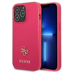 Nugarėlės dėklai Guess  Guess Saffiano 4G Small Metal Logo case for iPhone 13 Pro / 13 - pink 
