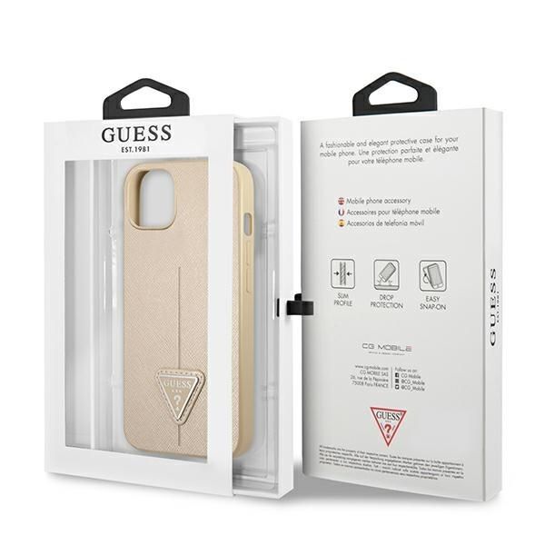 Aizmugurējais vāciņš Guess Guess GUHCP14MPSATLE iPhone 14 Plus 6.7" beige/beige hardcase SaffianoTriangle Logo