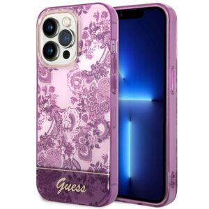 Nugarėlės dėklai Guess  Guess Porcelain Collection case for iPhone 14 Pro Max - fuchsia