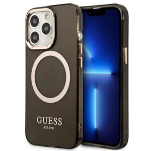 Aizmugurējais vāciņš Guess  Guess Gold Outline Translucent MagSafe Case for iPhone 13 Pro / iPhone 13 - Black