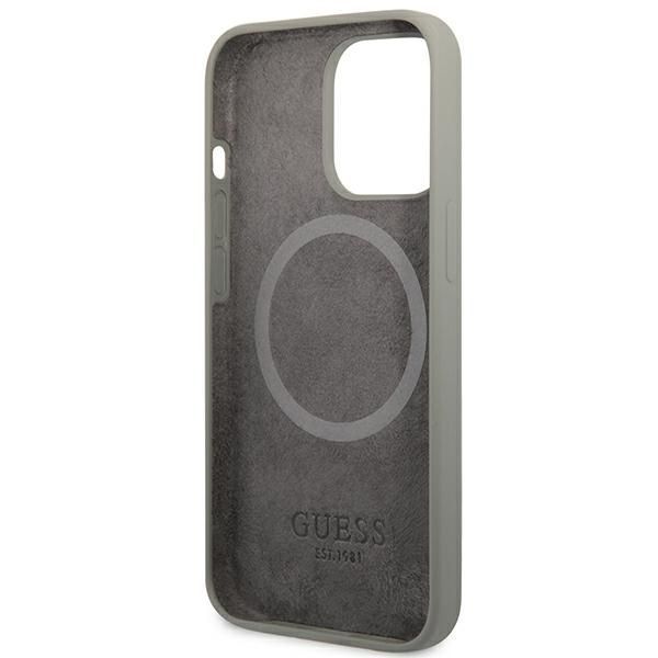 Tagakaaned Guess Guess GUHMP13LSPLG iPhone 13 Pro / 13 6.1" grey/grey hard case Silicone Logo Plate MagSafe