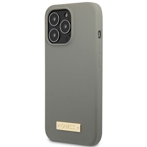 Tagakaaned Guess Guess GUHMP13LSPLG iPhone 13 Pro / 13 6.1" grey/grey hard case Silicone Logo Plate MagSafe