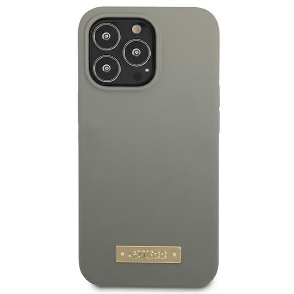 Tagakaaned Guess Guess GUHMP13LSPLG iPhone 13 Pro / 13 6.1" grey/grey hard case Silicone Logo Plate MagSafe
