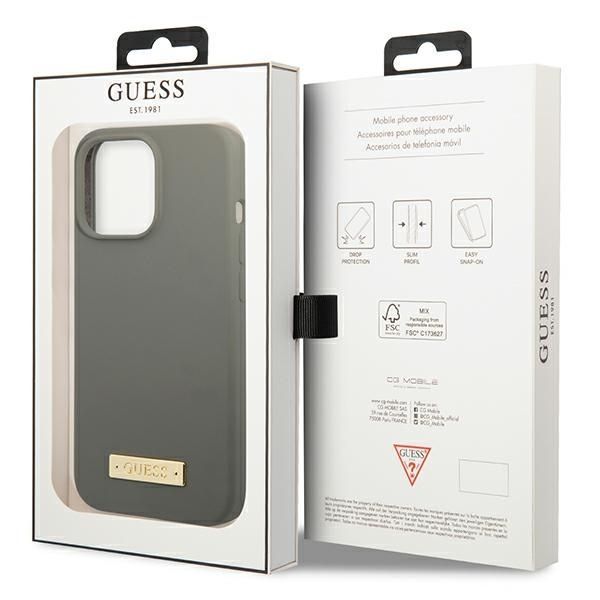 Tagakaaned Guess Guess GUHMP13LSPLG iPhone 13 Pro / 13 6.1" grey/grey hard case Silicone Logo Plate MagSafe