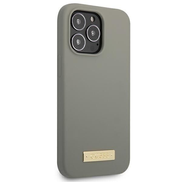 Tagakaaned Guess Guess GUHMP13LSPLG iPhone 13 Pro / 13 6.1" grey/grey hard case Silicone Logo Plate MagSafe