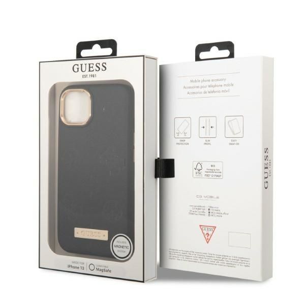 Tagakaaned Guess Guess GUHMP13MSAPSTK iPhone 13 6.1" black/black hardcase Peony Logo Plate MagSafe