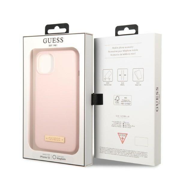 Tagakaaned Guess Guess GUHMP13MSBPLP iPhone 13 6.1" pink/pink hard case Silicone Logo Plate MagSafe