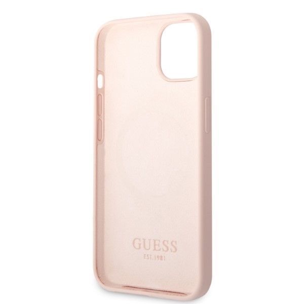 Tagakaaned Guess Guess GUHMP13MSBPLP iPhone 13 6.1" pink/pink hard case Silicone Logo Plate MagSafe