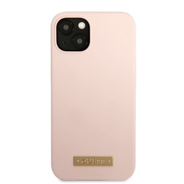 Tagakaaned Guess Guess GUHMP13MSBPLP iPhone 13 6.1" pink/pink hard case Silicone Logo Plate MagSafe