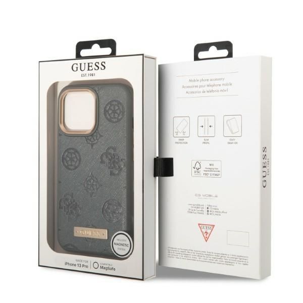 Tagakaaned Guess Guess GUHMP13XSAPSTG iPhone 13 Pro Max 6.7" grey/grey hardcase Peony Logo Plate MagSafe