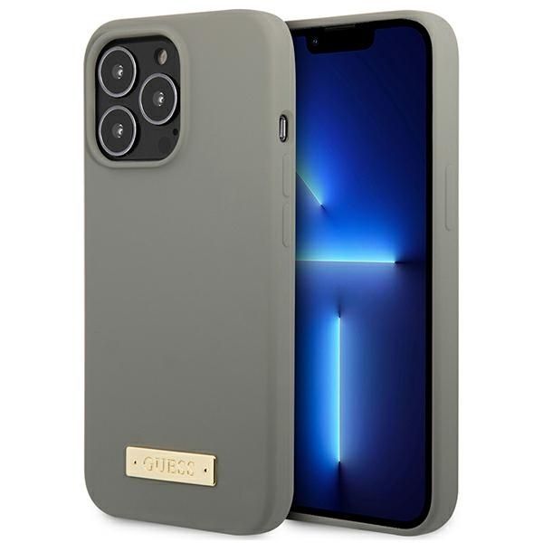 Aizmugurējais vāciņš Guess Guess GUHMP13XSPLG iPhone 13 Pro Max 6.7" grey/grey hard case Silicone Logo Plate MagSafe
