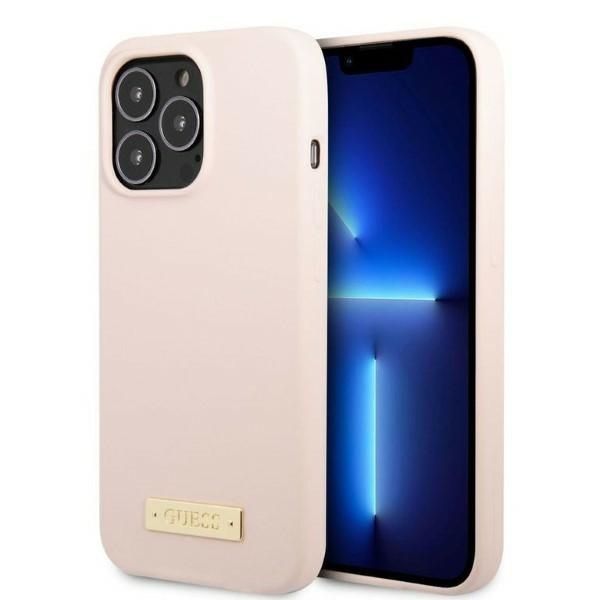 Tagakaaned Guess Guess GUHMP13XSPLP iPhone 13 Pro Max 6.7" pink/pink hard case Silicone Logo Plate MagSafe