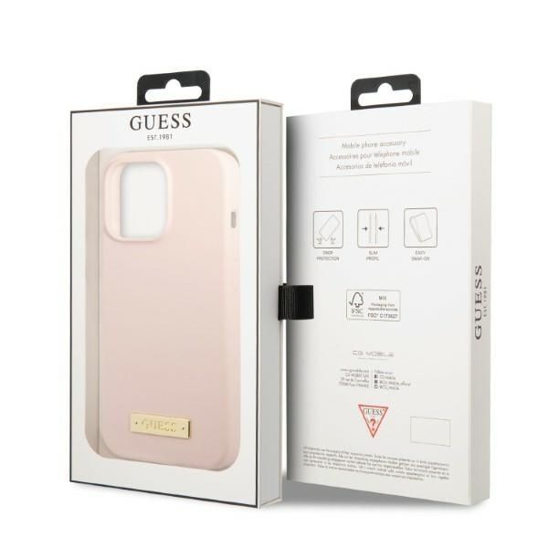 Tagakaaned Guess Guess GUHMP13XSPLP iPhone 13 Pro Max 6.7" pink/pink hard case Silicone Logo Plate MagSafe