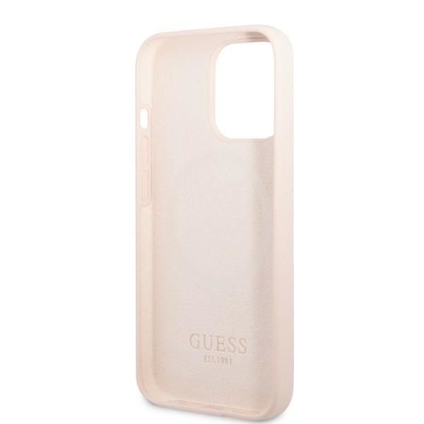 Tagakaaned Guess Guess GUHMP13XSPLP iPhone 13 Pro Max 6.7" pink/pink hard case Silicone Logo Plate MagSafe
