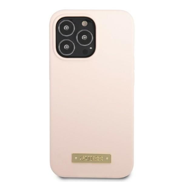 Tagakaaned Guess Guess GUHMP13XSPLP iPhone 13 Pro Max 6.7" pink/pink hard case Silicone Logo Plate MagSafe