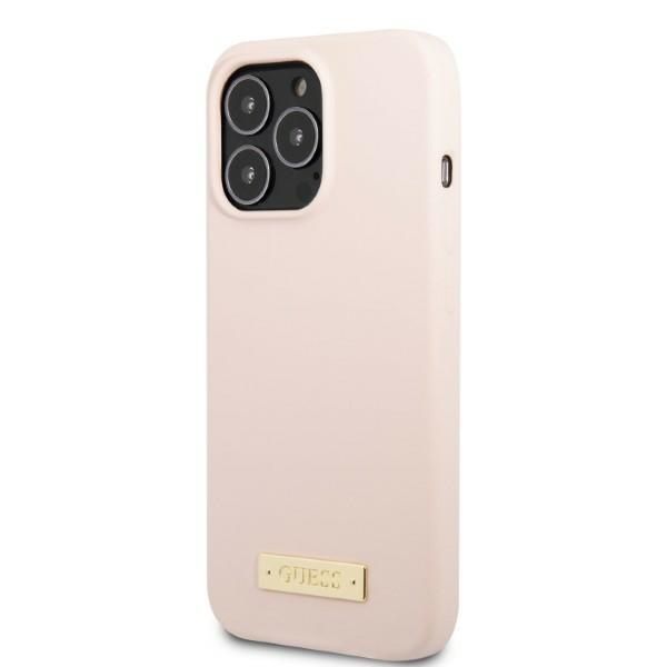 Tagakaaned Guess Guess GUHMP13XSPLP iPhone 13 Pro Max 6.7" pink/pink hard case Silicone Logo Plate MagSafe