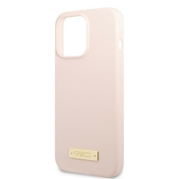 Tagakaaned Guess Guess GUHMP13XSPLP iPhone 13 Pro Max 6.7" pink/pink hard case Silicone Logo Plate MagSafe
