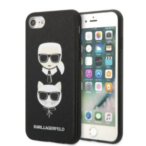 Aizmugurējais vāciņš Karl Lagerfeld  Karl Lagerfeld KLHCI8SAKICKCBK iPhone 7/8 / SE 2020 / SE 2022 black/black hardcase Saffiano Karl&Choupette Head 