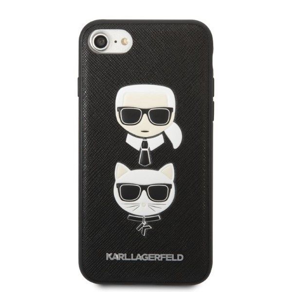 Back panel cover Karl Lagerfeld Karl Lagerfeld KLHCI8SAKICKCBK iPhone 7/8 / SE 2020 / SE 2022 black/black hardcase Saffiano Karl&Choupette Head
