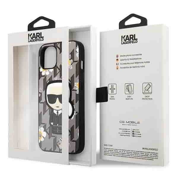 Back panel cover Karl Lagerfeld Karl Lagerfeld KLHCP13MPMNFIK1 iPhone 13 6.1" grey/grey Flower Ikonik Karl