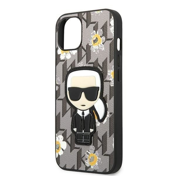 Back panel cover Karl Lagerfeld Karl Lagerfeld KLHCP13MPMNFIK1 iPhone 13 6.1" grey/grey Flower Ikonik Karl