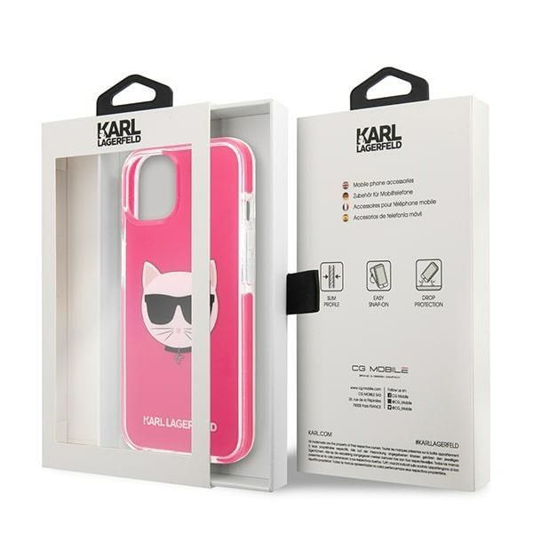 Back panel cover Karl Lagerfeld Karl Lagerfeld Choupette Head case for iPhone 13 - fuchsia