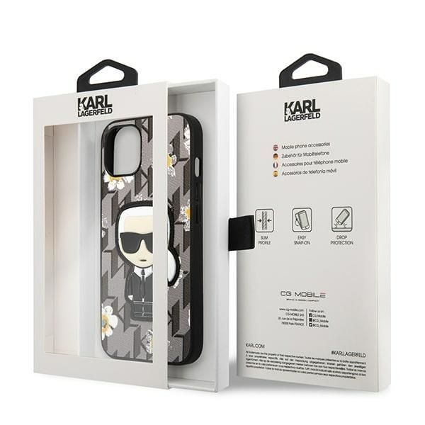 Back panel cover Karl Lagerfeld Karl Lagerfeld Flower Ikonik Karl case for iPhone 13 mini - gray