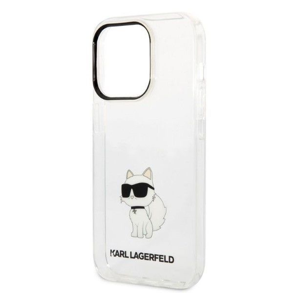 Aizmugurējais vāciņš Karl Lagerfeld Karl Lagerfeld Ikonik Choupette case for iPhone 14 Pro - transparent