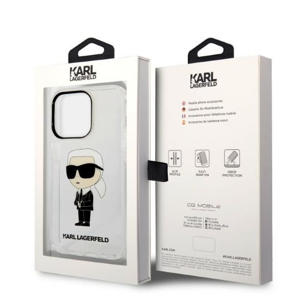 Aizmugurējais vāciņš Karl Lagerfeld Karl Lagerfeld Ikonik Karl case for iPhone 14 Pro - transparent