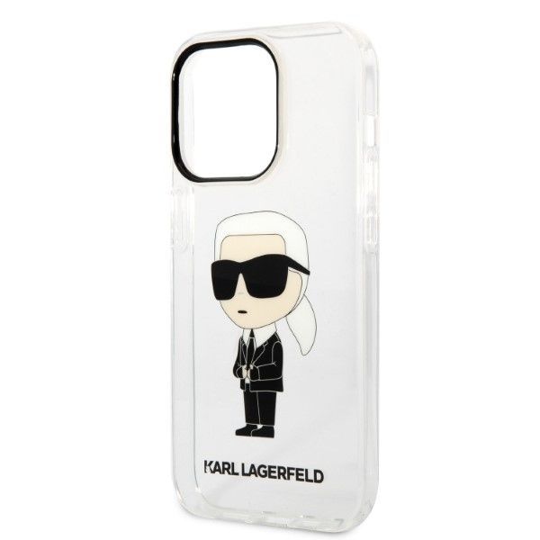 Aizmugurējais vāciņš Karl Lagerfeld Karl Lagerfeld Ikonik Karl case for iPhone 14 Pro - transparent