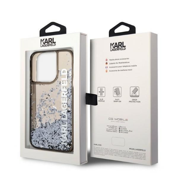 Nugarėlės dėklai Karl Lagerfeld Karl Lagerfeld Liquid Glitter Elong case for iPhone 14 Pro - black