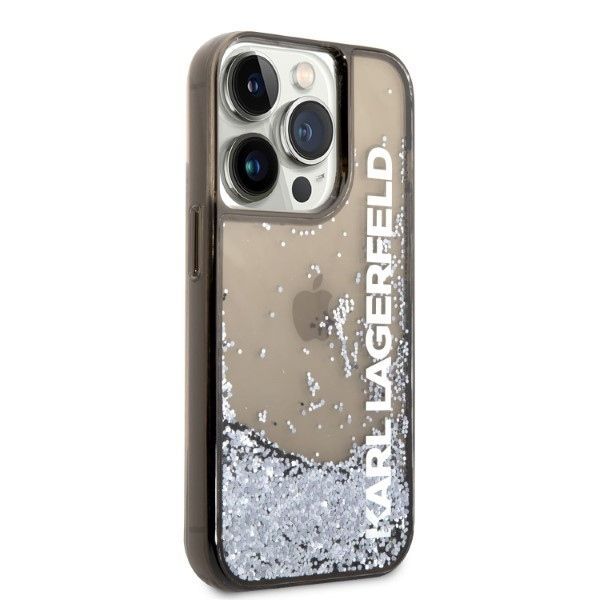 Nugarėlės dėklai Karl Lagerfeld Karl Lagerfeld Liquid Glitter Elong case for iPhone 14 Pro - black
