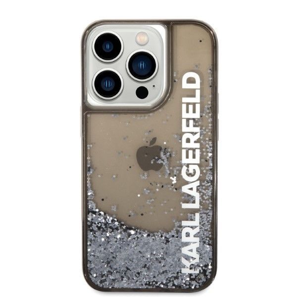 Nugarėlės dėklai Karl Lagerfeld Karl Lagerfeld Liquid Glitter Elong case for iPhone 14 Pro - black