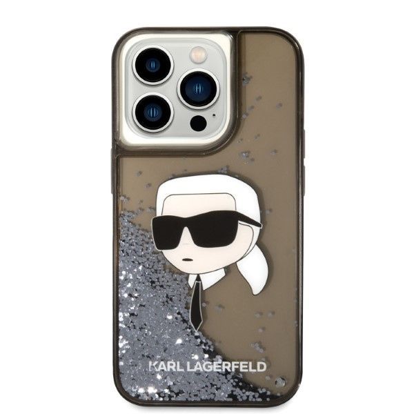 Back panel cover Karl Lagerfeld Karl Lagerfeld KLHCP14LLNKHCK iPhone 14 Pro 6.1" black/black hardcase Glitter Karl Head
