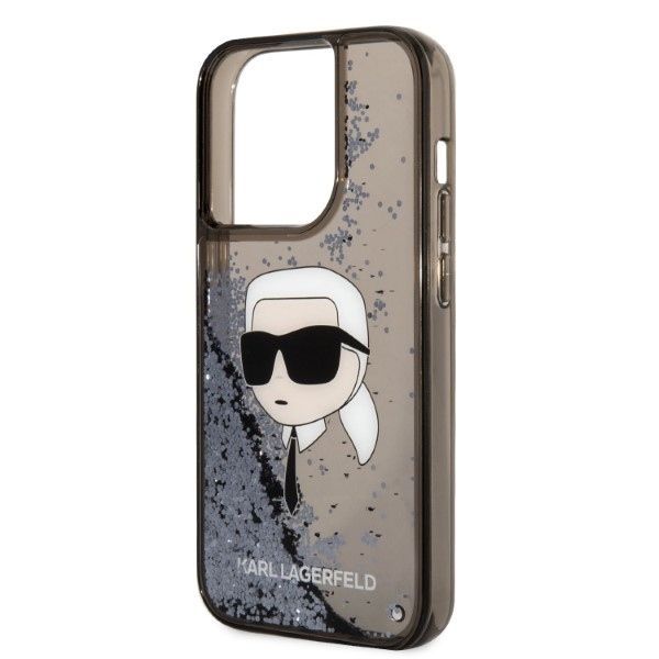 Back panel cover Karl Lagerfeld Karl Lagerfeld KLHCP14LLNKHCK iPhone 14 Pro 6.1" black/black hardcase Glitter Karl Head