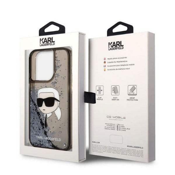 Back panel cover Karl Lagerfeld Karl Lagerfeld KLHCP14LLNKHCK iPhone 14 Pro 6.1" black/black hardcase Glitter Karl Head