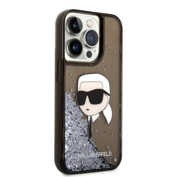 Back panel cover Karl Lagerfeld Karl Lagerfeld KLHCP14LLNKHCK iPhone 14 Pro 6.1" black/black hardcase Glitter Karl Head