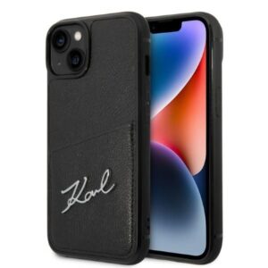 Nugarėlės dėklai Karl Lagerfeld  Karl Lagerfeld Signature Logo Cardslot case for iPhone 14 Plus - black 