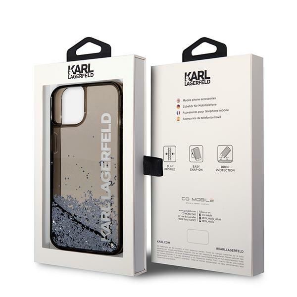 Nugarėlės dėklai Karl Lagerfeld Karl Lagerfeld Liquid Glitter Elong case for iPhone 14 Plus - black