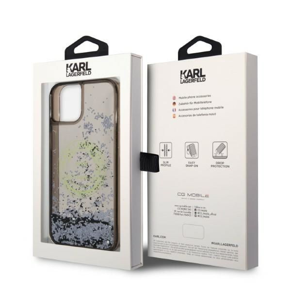 Nugarėlės dėklai Karl Lagerfeld Karl Lagerfeld Liquid Glitter RSG case for iPhone 14 Plus - black