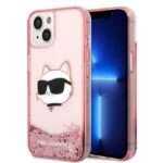 Aizmugurējais vāciņš Karl Lagerfeld  Karl Lagerfeld Glitter Choupette Head case for iPhone 14 Plus - pink 
