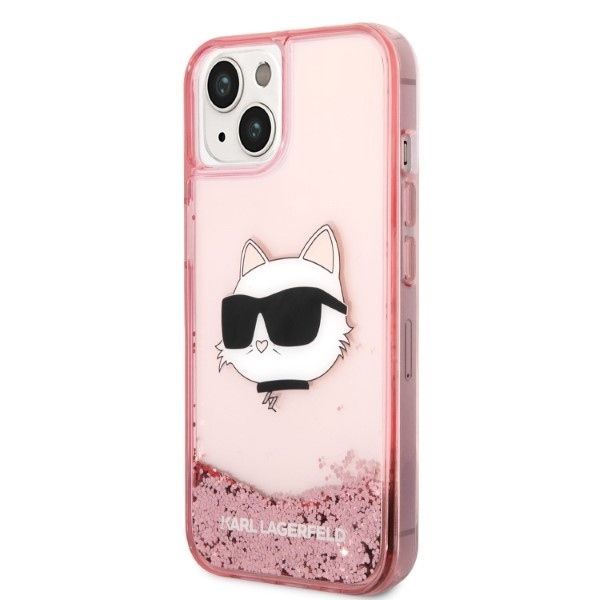 Back panel cover Karl Lagerfeld Karl Lagerfeld Glitter Choupette Head case for iPhone 14 Plus - pink