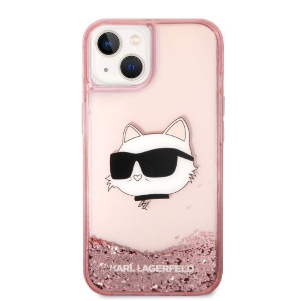 Back panel cover Karl Lagerfeld Karl Lagerfeld Glitter Choupette Head case for iPhone 14 Plus - pink