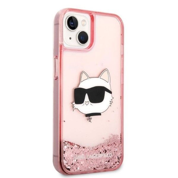 Back panel cover Karl Lagerfeld Karl Lagerfeld Glitter Choupette Head case for iPhone 14 Plus - pink