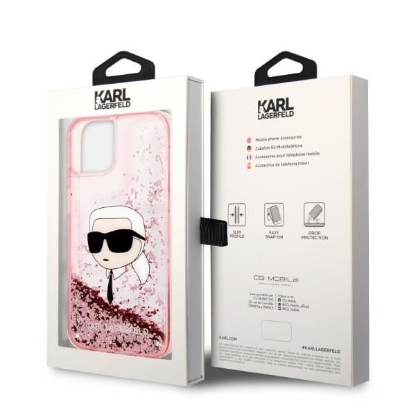 Back panel cover Karl Lagerfeld Karl Lagerfeld Glitter Karl's Head case for iPhone 14 Plus - pink