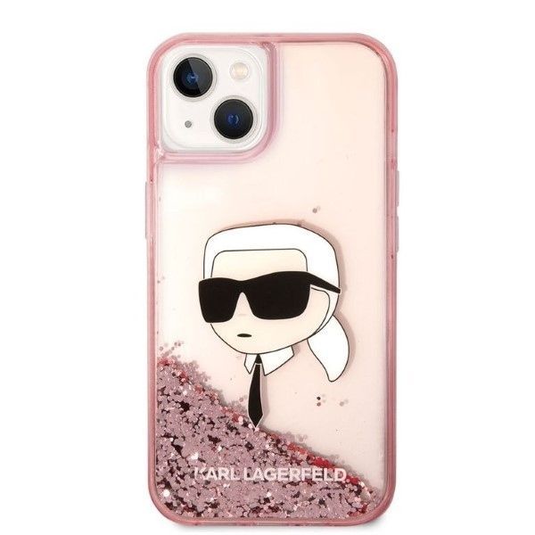 Back panel cover Karl Lagerfeld Karl Lagerfeld Glitter Karl's Head case for iPhone 14 Plus - pink