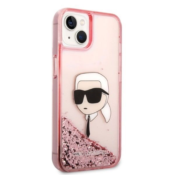 Back panel cover Karl Lagerfeld Karl Lagerfeld Glitter Karl's Head case for iPhone 14 Plus - pink