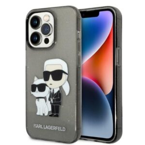Aizmugurējais vāciņš Karl Lagerfeld  Karl Lagerfeld Glitter Karl&Choupette case for iPhone 14 Pro Max - black 