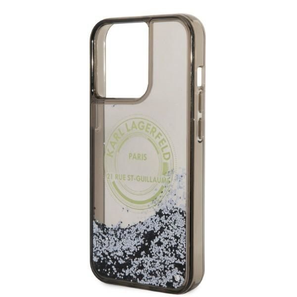Nugarėlės dėklai Karl Lagerfeld Karl Lagerfeld Liquid Glitter RSG case for iPhone 14 Pro Max - black