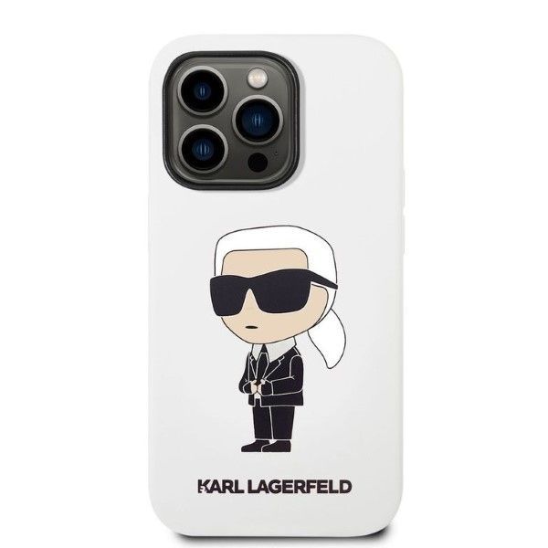 Nugarėlės dėklai Karl Lagerfeld Karl Lagerfeld Silicone Ikonik case for iPhone 14 Pro Max - white